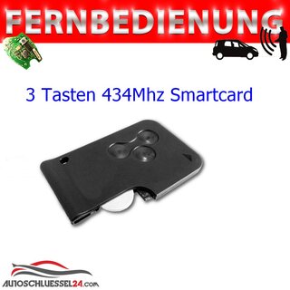 Ersatz Fernbedienung geeignet fr Renault - 3 Tasten 434 MHz, Smartcard geeignet fr Meganne, Scenic