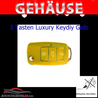 Ersatz Gehäuse geeignet für Volkswagen - 3 Tasten Luxury Keydiy gelb-orange, HU66
