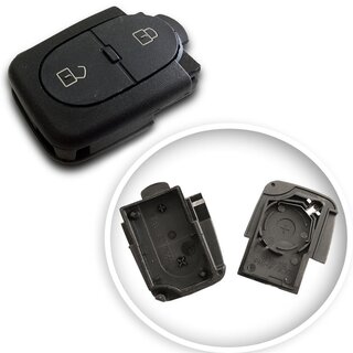 Ersatz Klappschlüssel geeignet für Volkswagen - 2 Tasten oval mit Batteriefach 2032, HU66