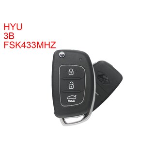 Ersatz Fernbedienung geeignet für Hyundai - 3 Tasten, 434 MHz, TOY40 Rohling, ID46 7936, Klappschlüssel IX35