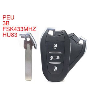 Ersatz Fernbedienung geeignet fr Peugeot - 3 Tasten 433 MHz 7945 HU83 ID46