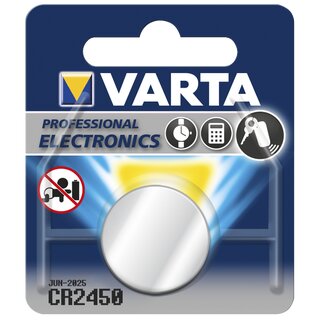 Knopfzelle VARTA CR2450 Lithium, 560mAh, 3V, 1er-Blister
