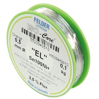 Ltzinn auf Rolle Felder ISO-CORE EL, 0,5mm, 100g, bleifrei  ( Sn100%Ni+)